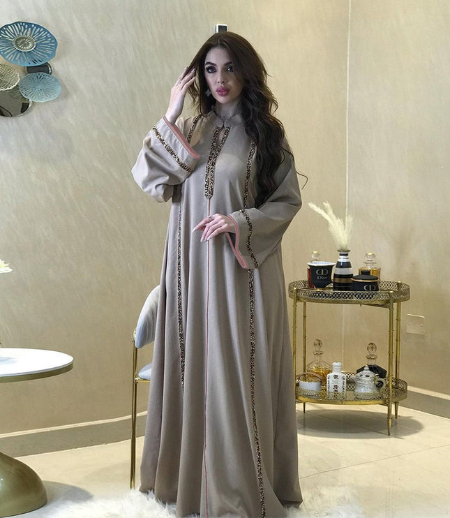Women's Diamond Ribbon Loose Swing Dress Musilm Robe