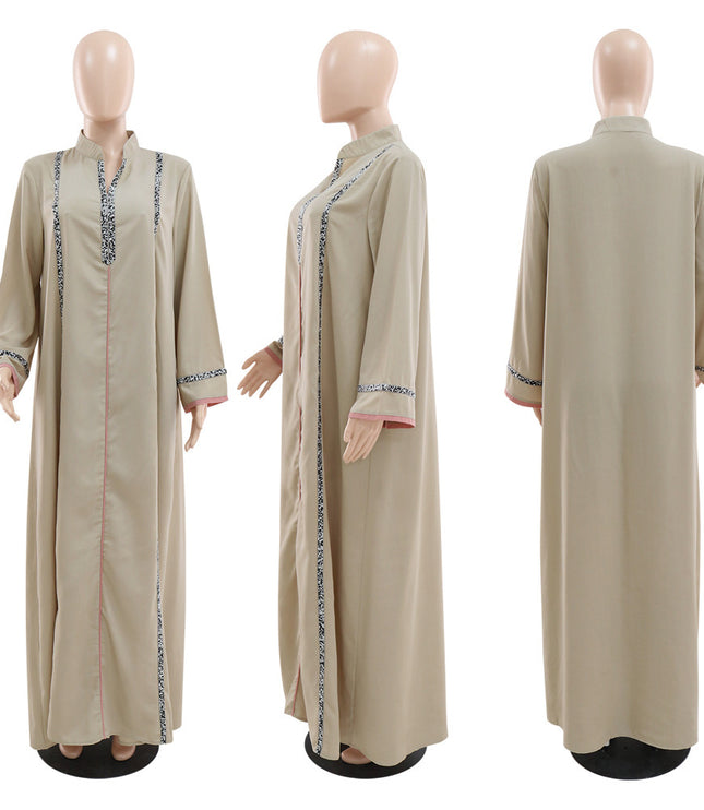 Women's Diamond Ribbon Loose Swing Dress Musilm Robe