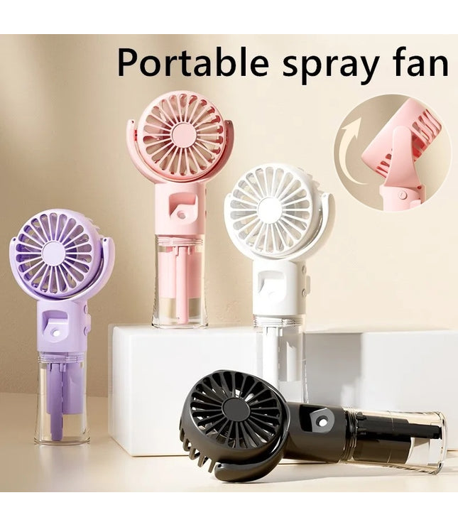 Portable Handheld Spray Fan 4-Speed Water Spray Mist Fan Summer Cooling Artifact USB Charging Summer Supplies Outdoor Mini Fan