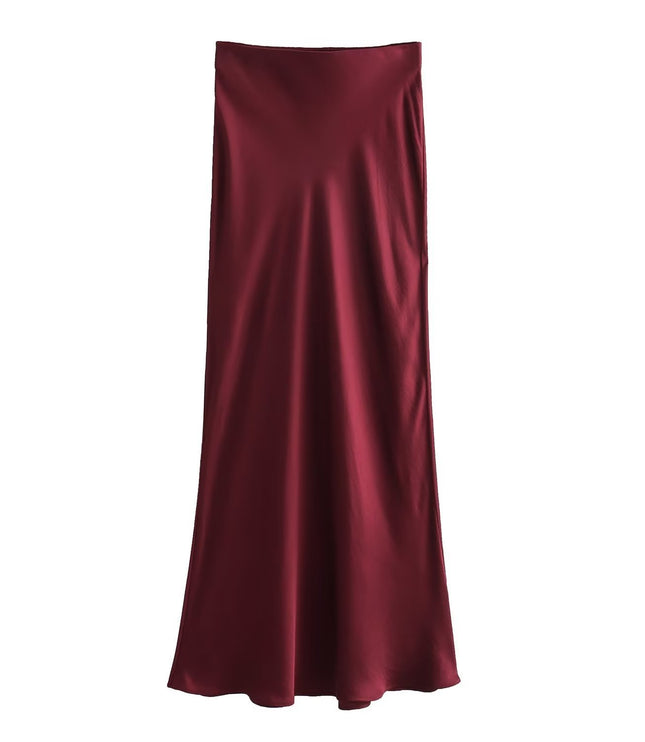 Women's Fashionable Silk Satin High Waist Skirt