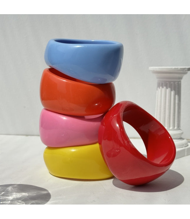 Resin Oval Wide Geometric  Color Bracelet