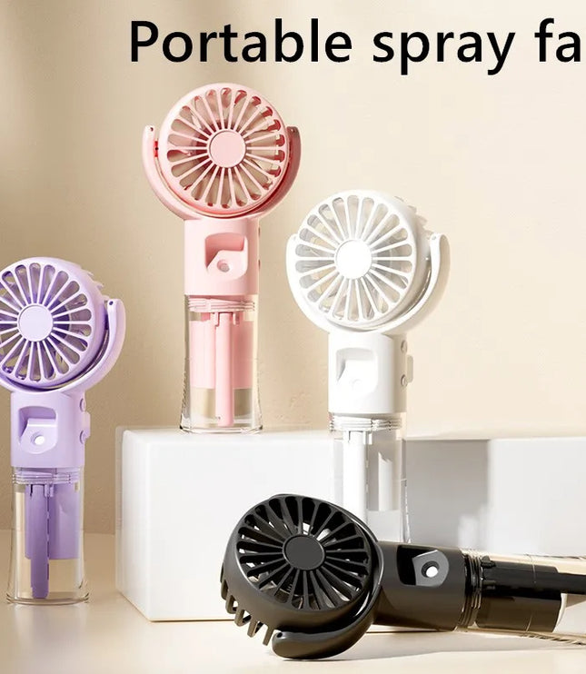Portable Handheld Spray Fan 4-Speed Water Spray Mist Fan Summer Cooling Artifact USB Charging Summer Supplies Outdoor Mini Fan