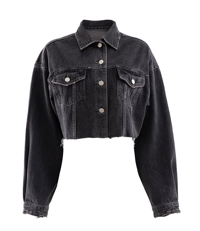 Autumn Europe And America Loose Short Distressed Denim Jacket