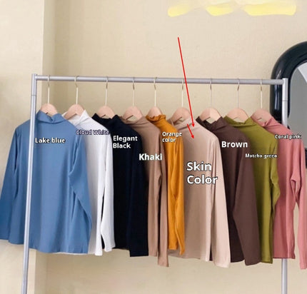 Half Turtleneck Solid Color Inner Wear Slim Fit Long-sleeved T-shirt Women