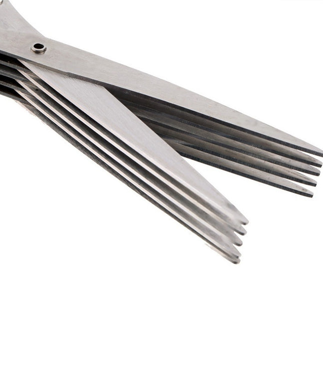 Multifunctional Multi-layer Green Onion Scissors Stainless Steel Onion Cutting Knife Herb Seaweed Spice Scissors Kitchen Scissor Kitchen Gadgets