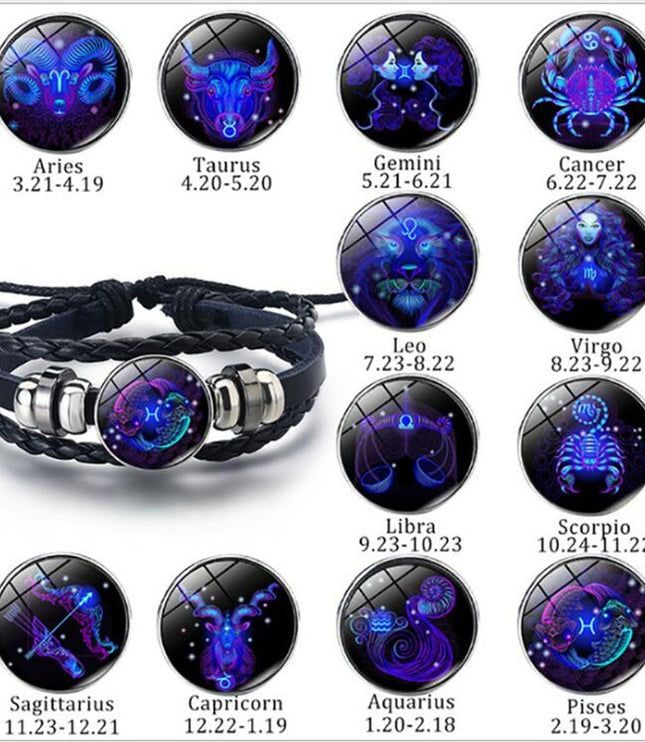 Zodiac Constellation Bracelet Braided Design Bracelet For Men Women Kids