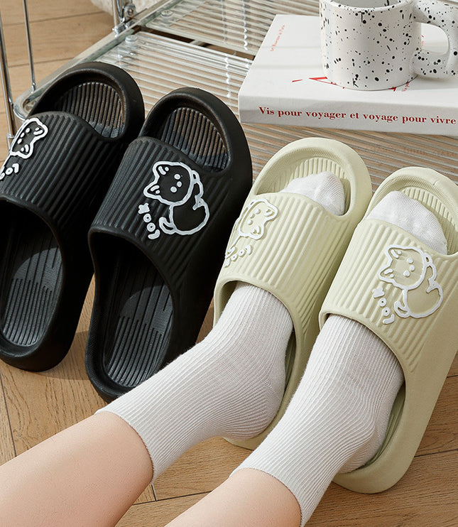 Cute Cat Slippers Summer Women Home Shoes Bath Thick Platform Non-Slip Slides Indoor Outdoor