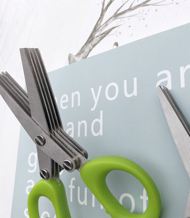 Multifunctional Multi-layer Green Onion Scissors Stainless Steel Onion Cutting Knife Herb Seaweed Spice Scissors Kitchen Scissor Kitchen Gadgets