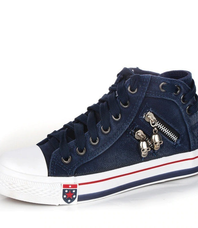 Large Size Flat Lace-up Breathable High-top Women's Shoes