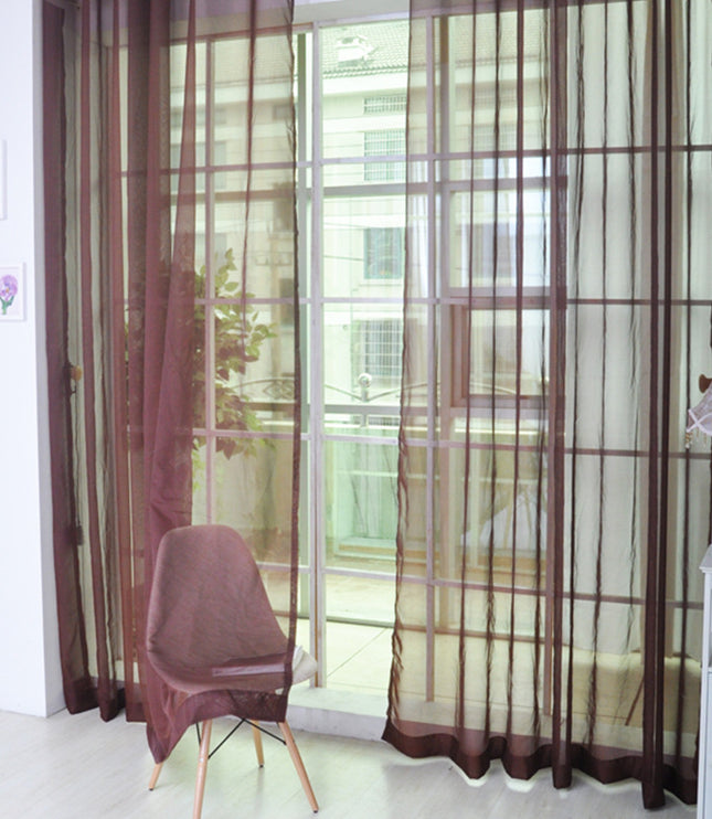 Solid Color Glass Mesh Curtains Transparent Color Ready-made Curtain Punch-free