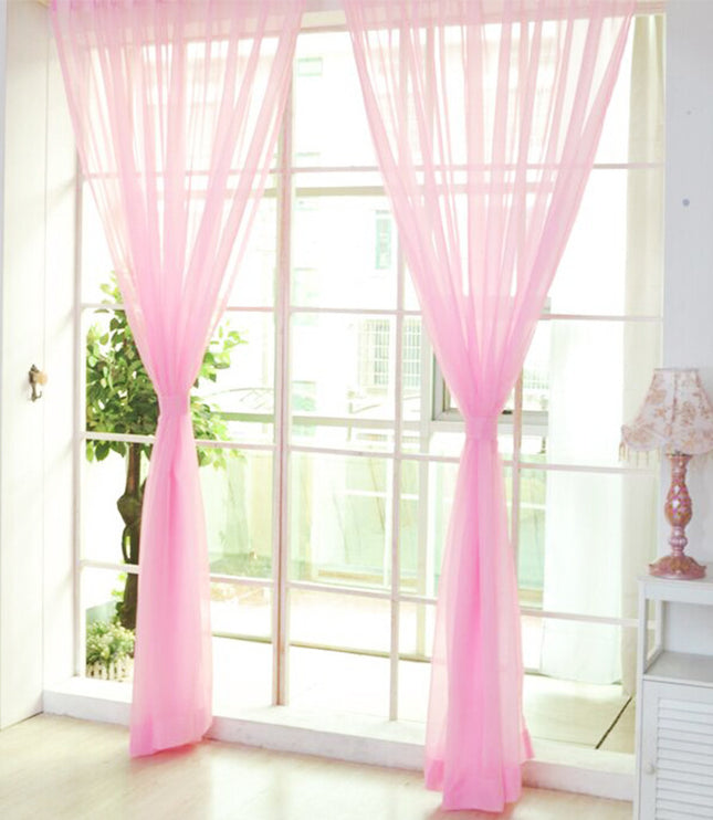Solid Color Glass Mesh Curtains Transparent Color Ready-made Curtain Punch-free