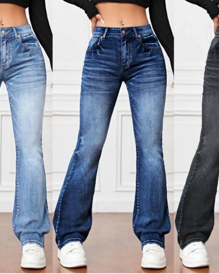 Denim High Waist Loose And Slimming Bootcut Trousers