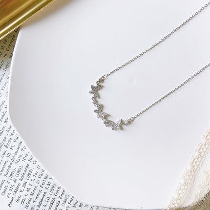 Mixed Gem Pendant Necklace – Adjustable Cross Chain in Platinum or Rose Gold