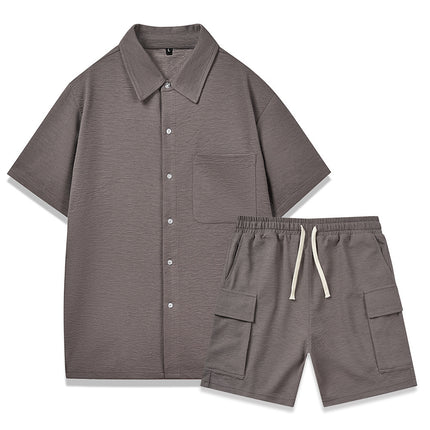 Elastic Waist Shorts Plain Young Two-piece Set