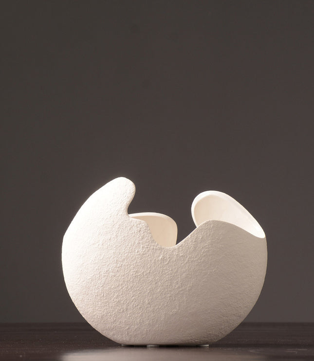 Simple white ceramic vase decoration