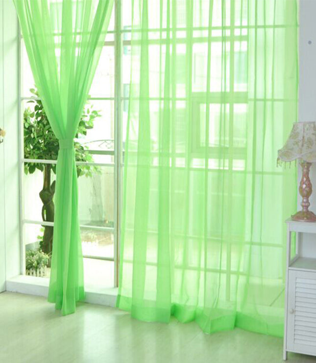 Solid Color Glass Mesh Curtains Transparent Color Ready-made Curtain Punch-free