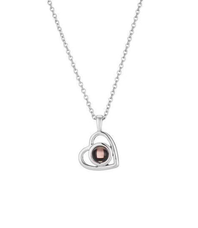Ruili Style Women’s Heart-Shaped Necklace with Titanium Steel Pendant and Bamboo Link Chain