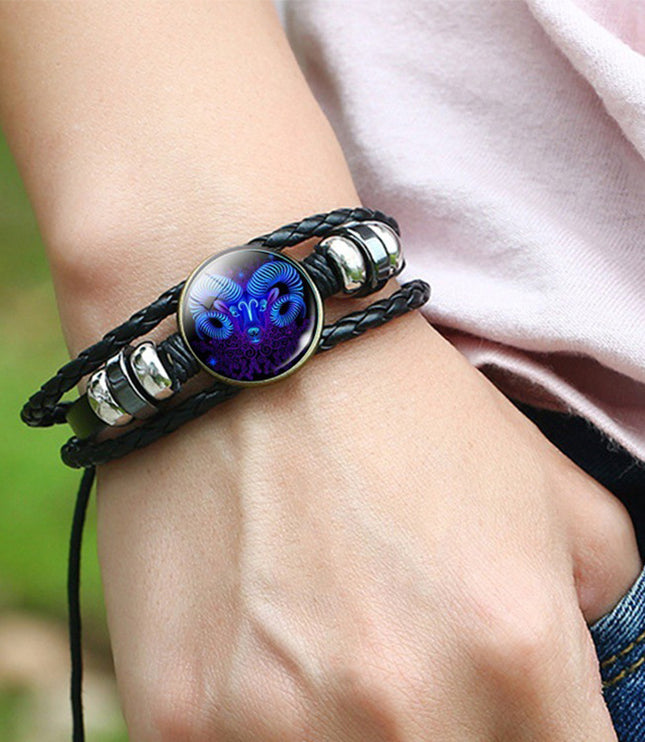 Zodiac Constellation Bracelet Braided Design Bracelet For Men Women Kids