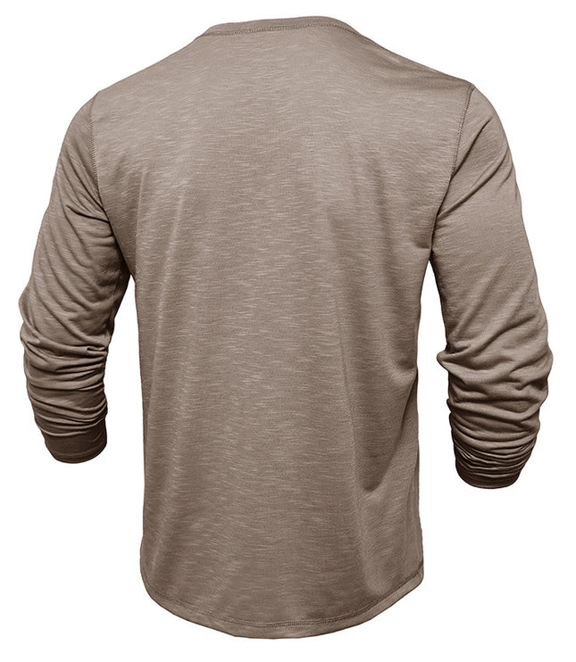 Men's Long-sleeved Henry Collar T-shirt