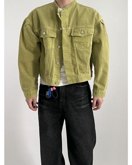 Loose Lapel Short Denim Coat