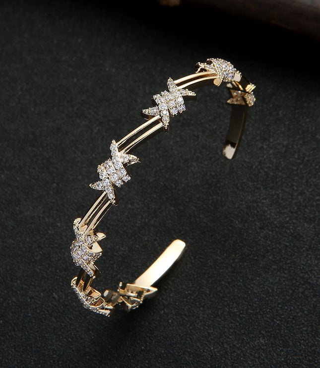 Geometric Zircon Open-ended Bracelet Formal Dress Accessories