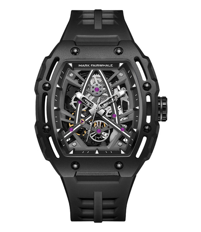 Men's Barrel-shaped Hollow Automatic Mechanical Watch