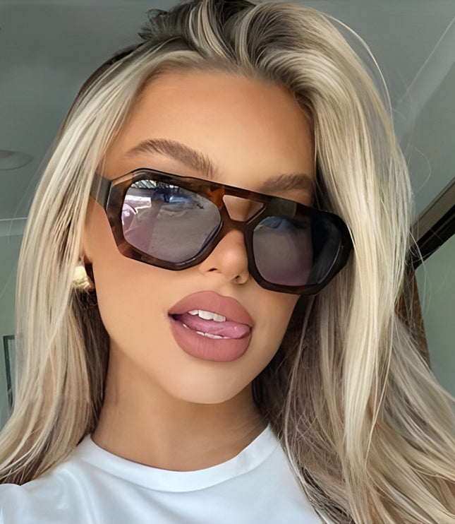 Ins Big Frame Leopard Sunglasses Summer Sunshade Beach Vacation Glasses