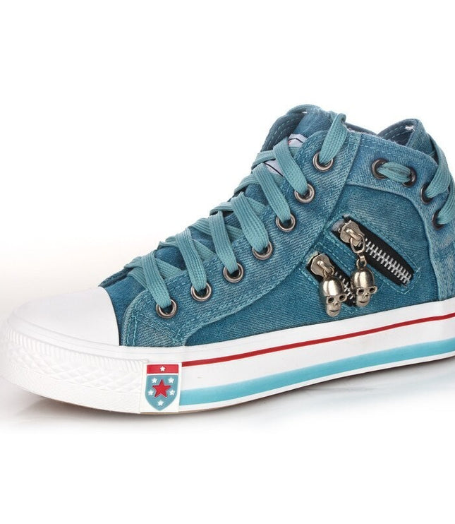 Large Size Flat Lace-up Breathable High-top Women's Shoes