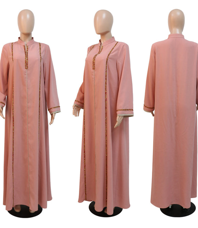 Women's Diamond Ribbon Loose Swing Dress Musilm Robe
