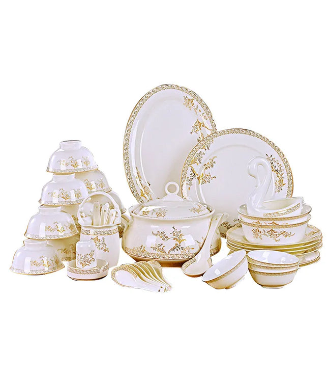 60 Heads jingdezhen ceramics chinese dishes dish set Tableware посуда Soup Bowl Salad Noodles Bowl Plate Dinnerware Sets