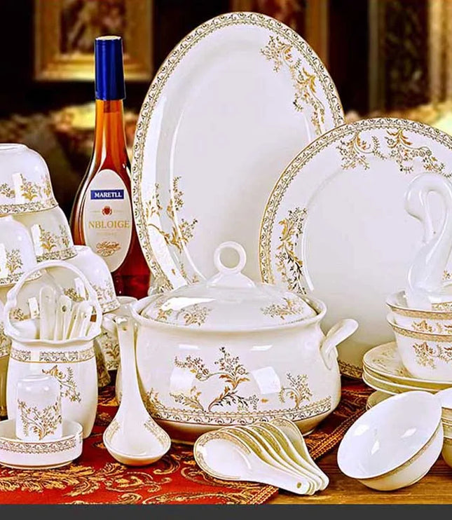60 Heads jingdezhen ceramics chinese dishes dish set Tableware посуда Soup Bowl Salad Noodles Bowl Plate Dinnerware Sets