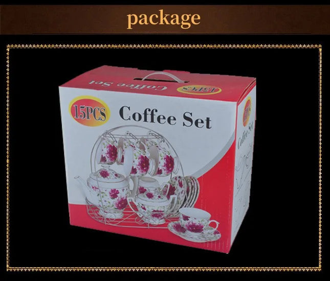 Hot Sale New Design Elegant Promotion Exquisite Decal Craft Porcelain Tea Coffee Set