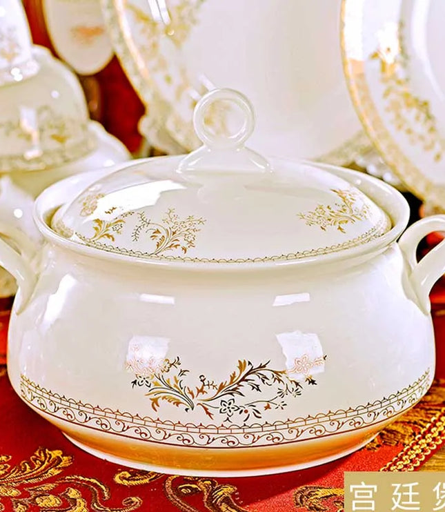 60 Heads jingdezhen ceramics chinese dishes dish set Tableware посуда Soup Bowl Salad Noodles Bowl Plate Dinnerware Sets