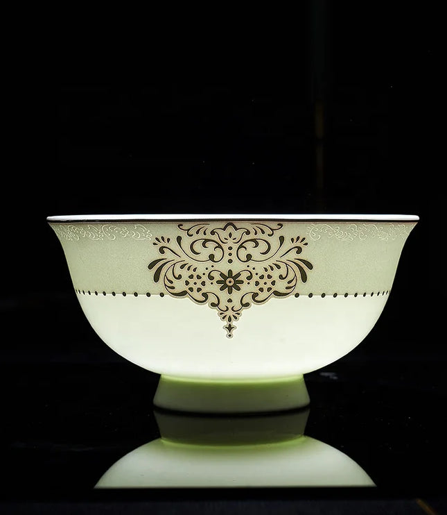 Wholesale Ceramic Plate Dinnerware 60 Pieces Luxury Gold Rim Bone China Dinner Sets