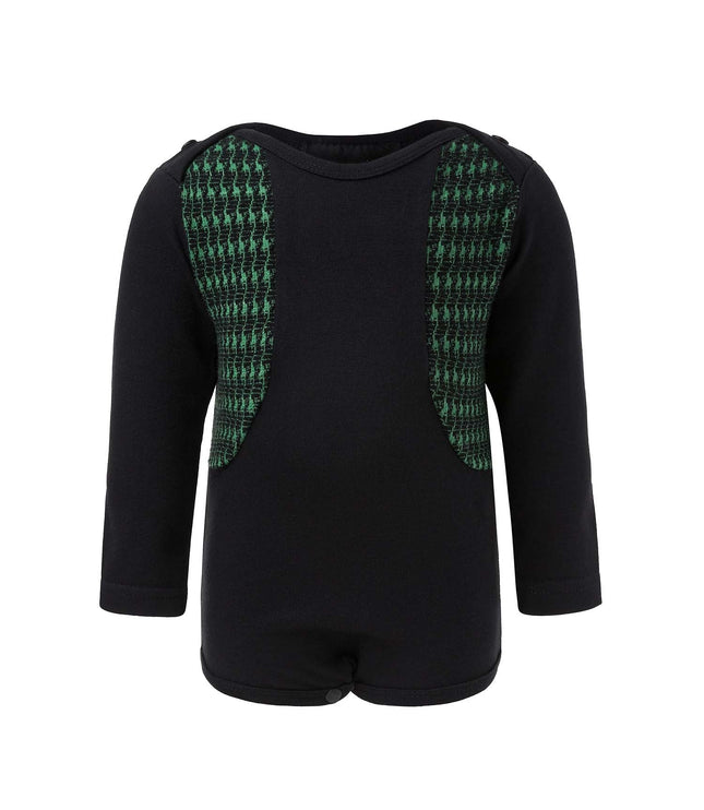 Black Onesie with Green Elements