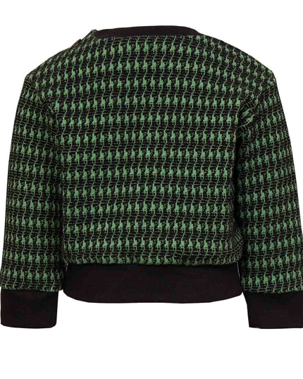 Black and green pied de poule Baby Sweatshirt with Dragon Appliqué