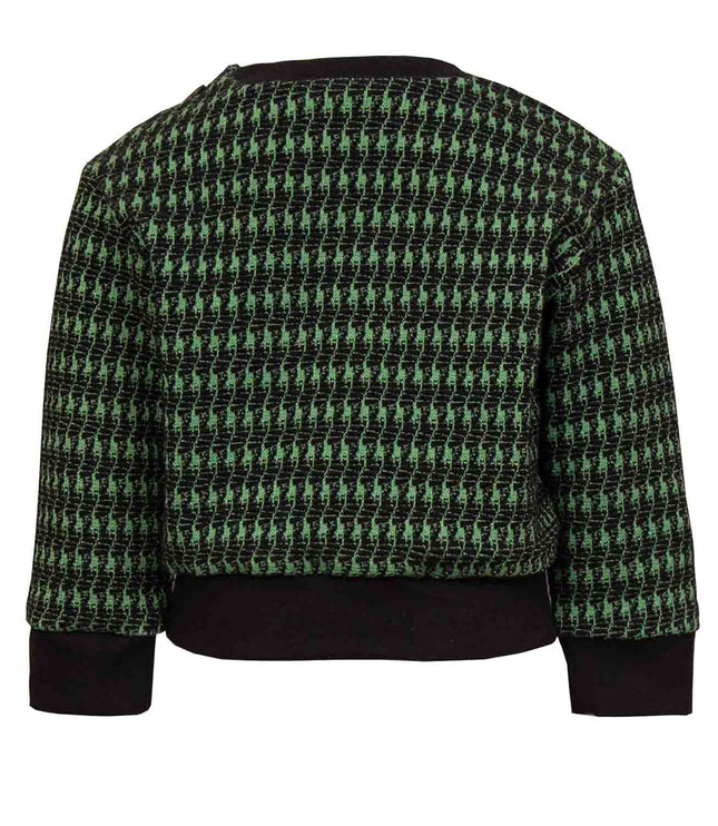 Black and green pied de poule Baby Sweatshirt with Dragon Appliqué