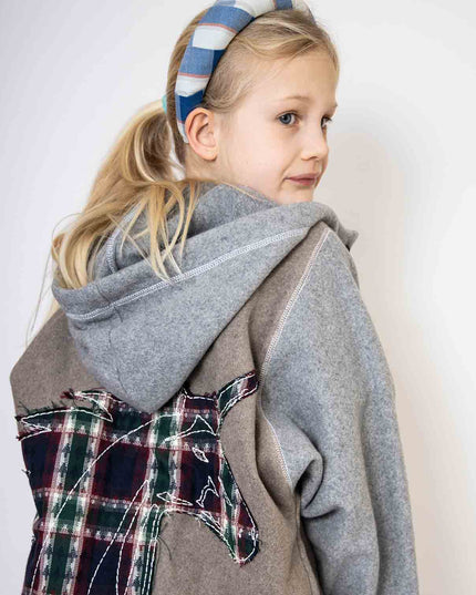 Beige Fleece Hoodie for Kids with Unicorn Applique