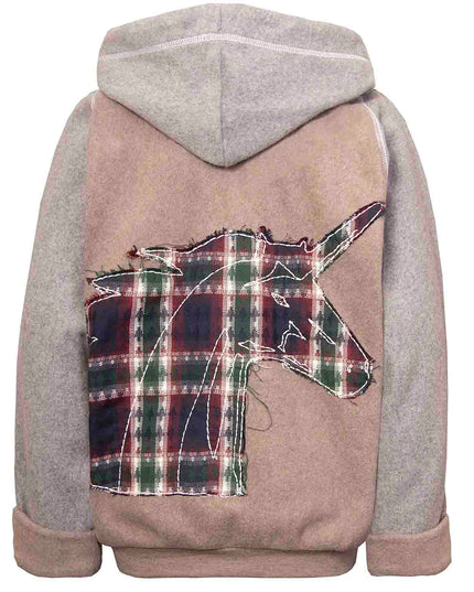 Beige Fleece Hoodie for Kids with Unicorn Applique