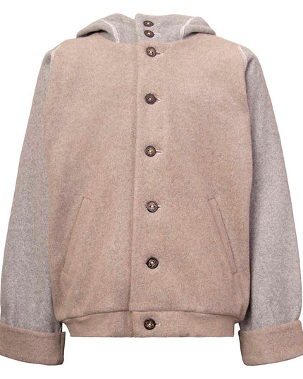 Beige Fleece Hoodie for Kids with Unicorn Applique