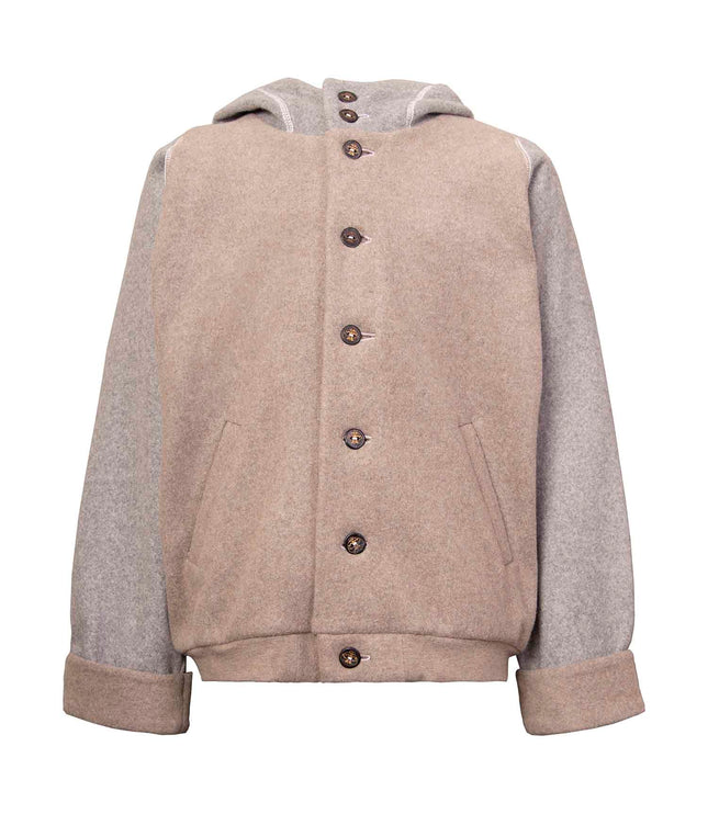 Beige Fleece Hoodie for Kids with Unicorn Applique
