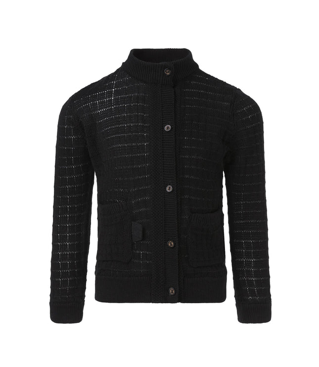 Balck Summer Cardigan with Front Buttons Fastening