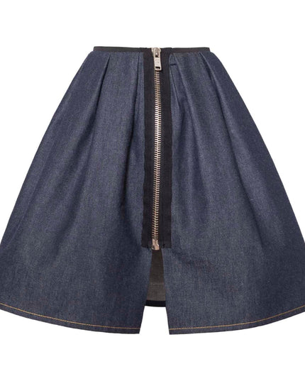 Blue Denim Skirt with Appliqué