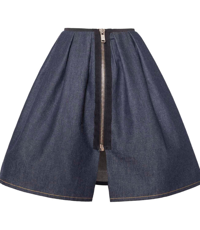 Blue Denim Skirt with Appliqué