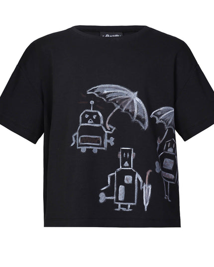 Hand-Painted Oversized Black T Shirt for Kids