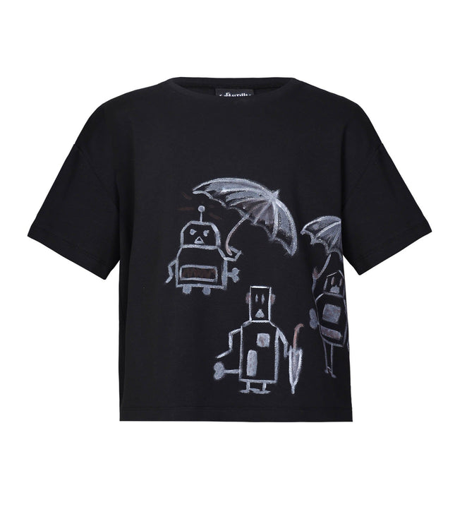 Hand-Painted Oversized Black T Shirt for Kids