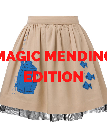 MAGIC MENDING PRELOVED Beige Cotton Skirt with Submarine, 2 years
