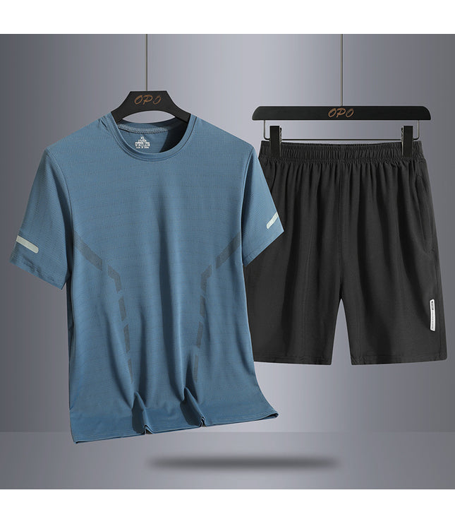 Suit Men's Quick-drying T-shirt Short Sleeve Sports Knee Length Shorts