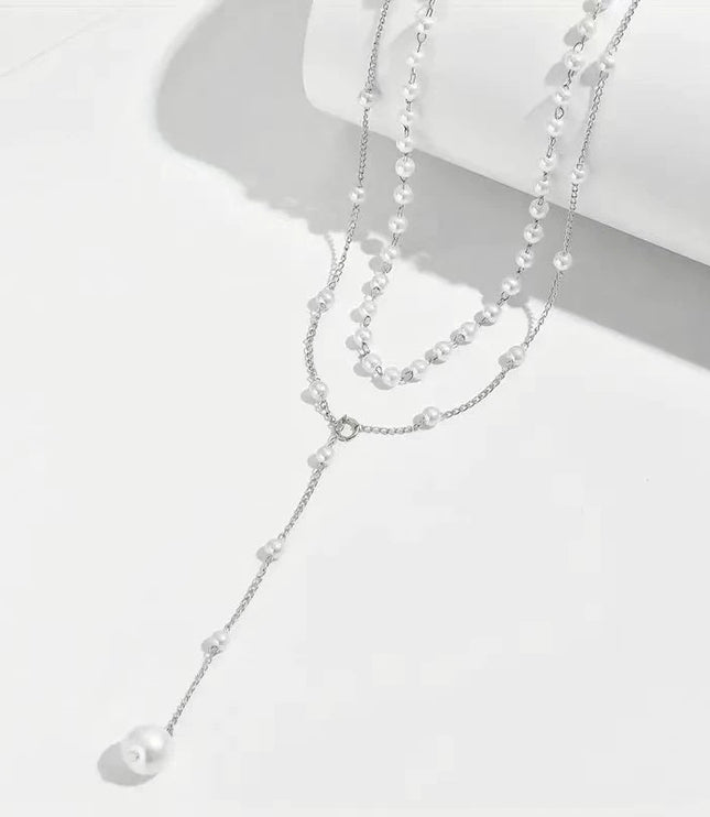 European & American Style Pearl and Alloy Geometric Necklace