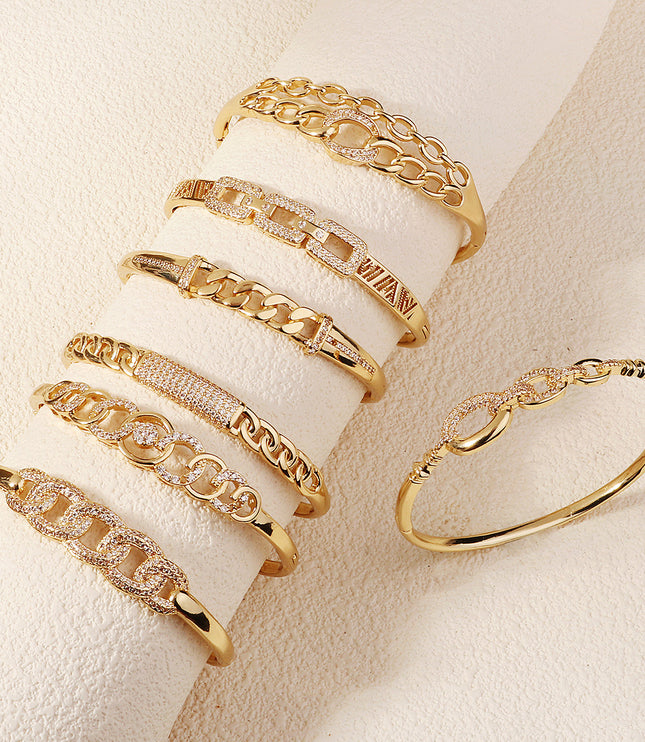 Asymmetric Conical Bracelet – Fashion Commuter Style with Zircon Accents